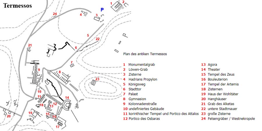 Lageplan Termessos  Antik Kenti